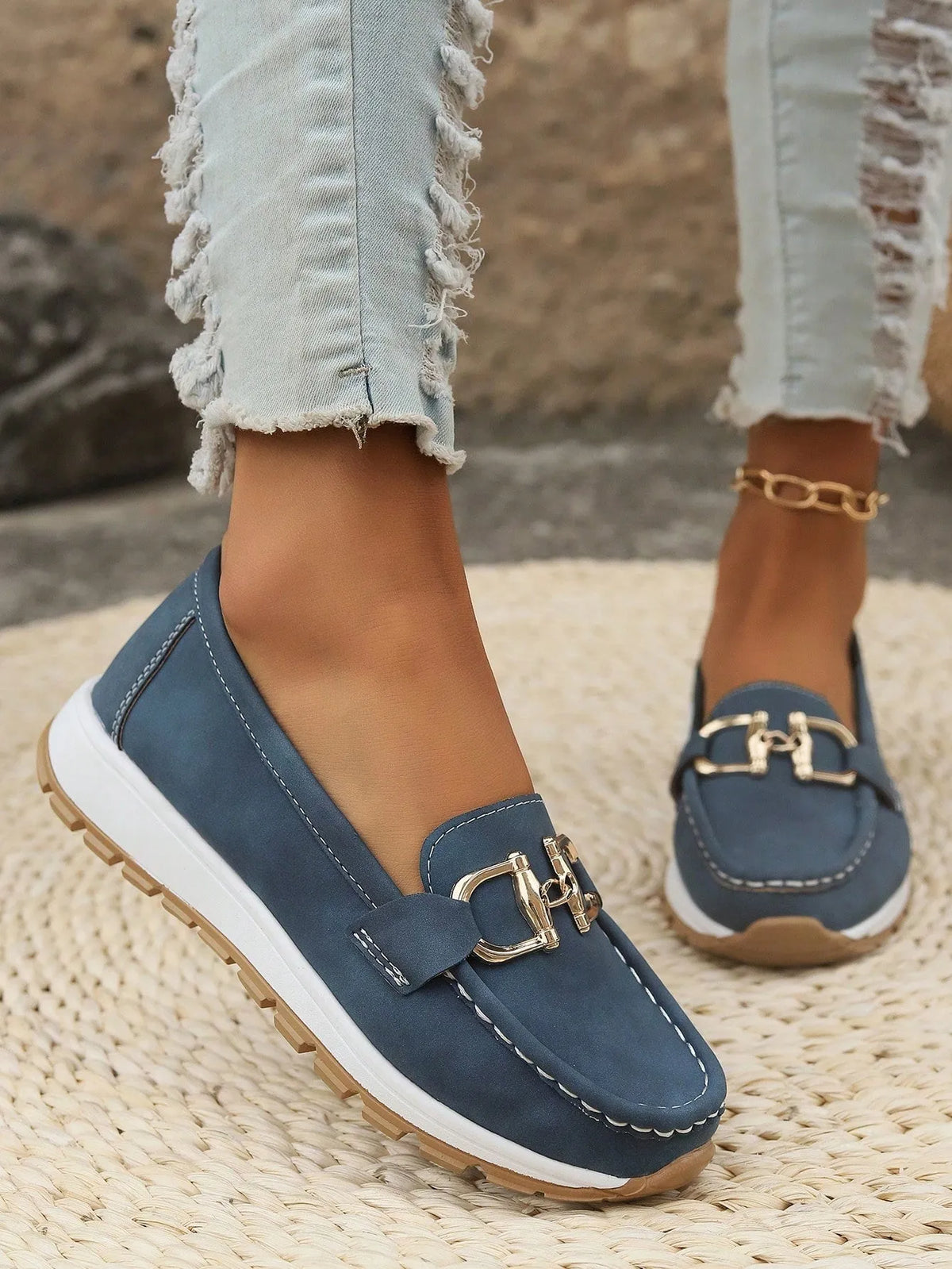 Blanca loafers met plateauzool en metallic beslag voor dames