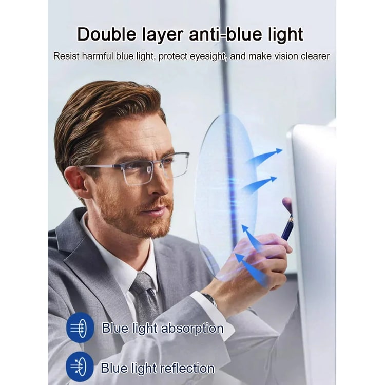 Leesbril met blauwlichtfilter, lichte flexibele pootjes en lenzen tegen vermoeide ogen