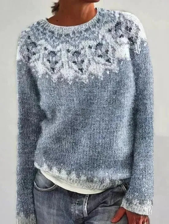 Briallen damestrui met Fair Isle-patroon en ronde hals