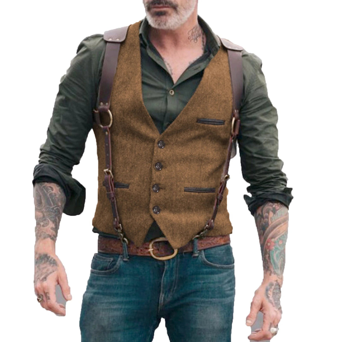 Heren Gilet in Herringbone Stijl