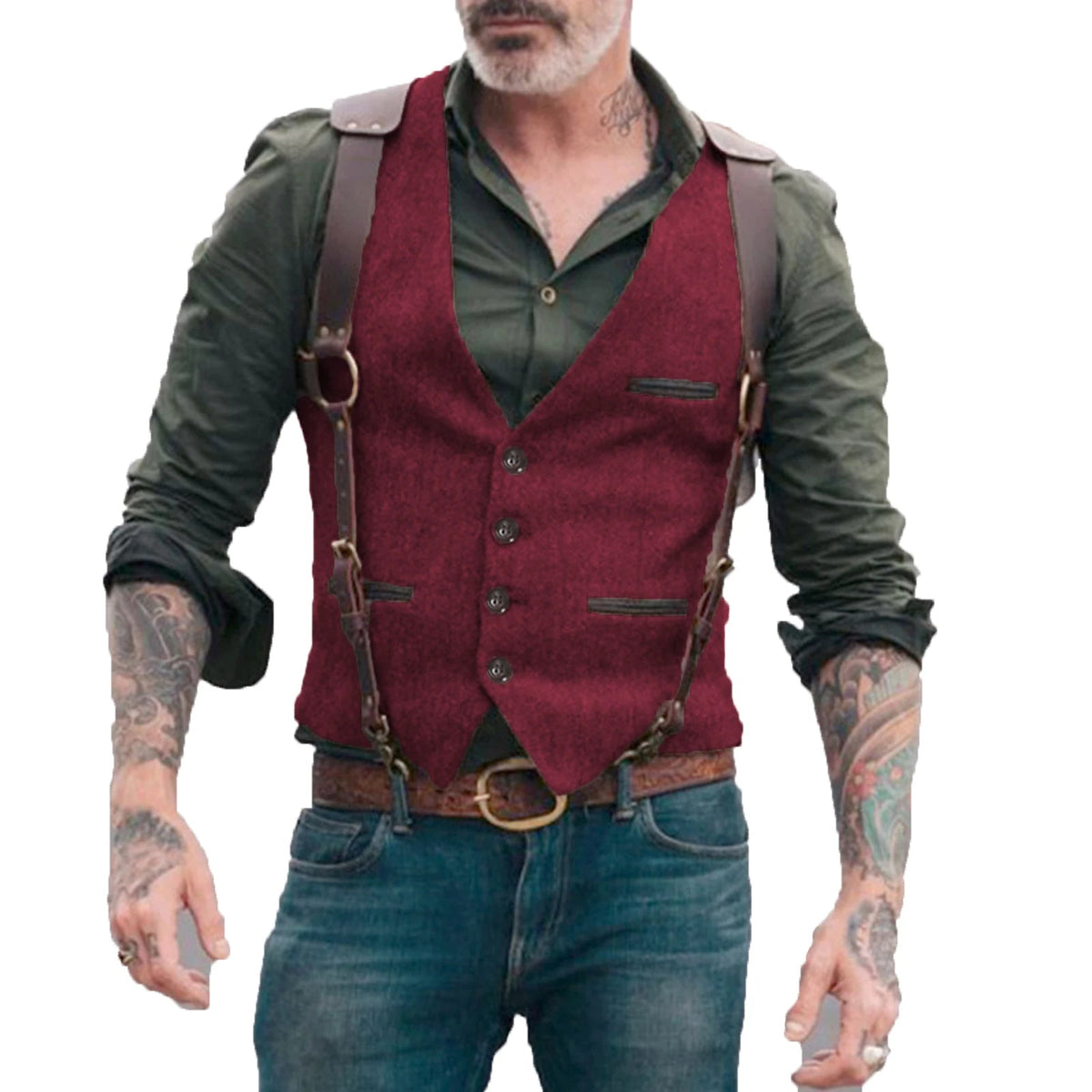 Heren Gilet in Herringbone Stijl