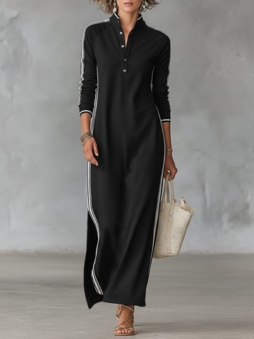 Maxi-sweaterjurk met overhemdkraag voor dames