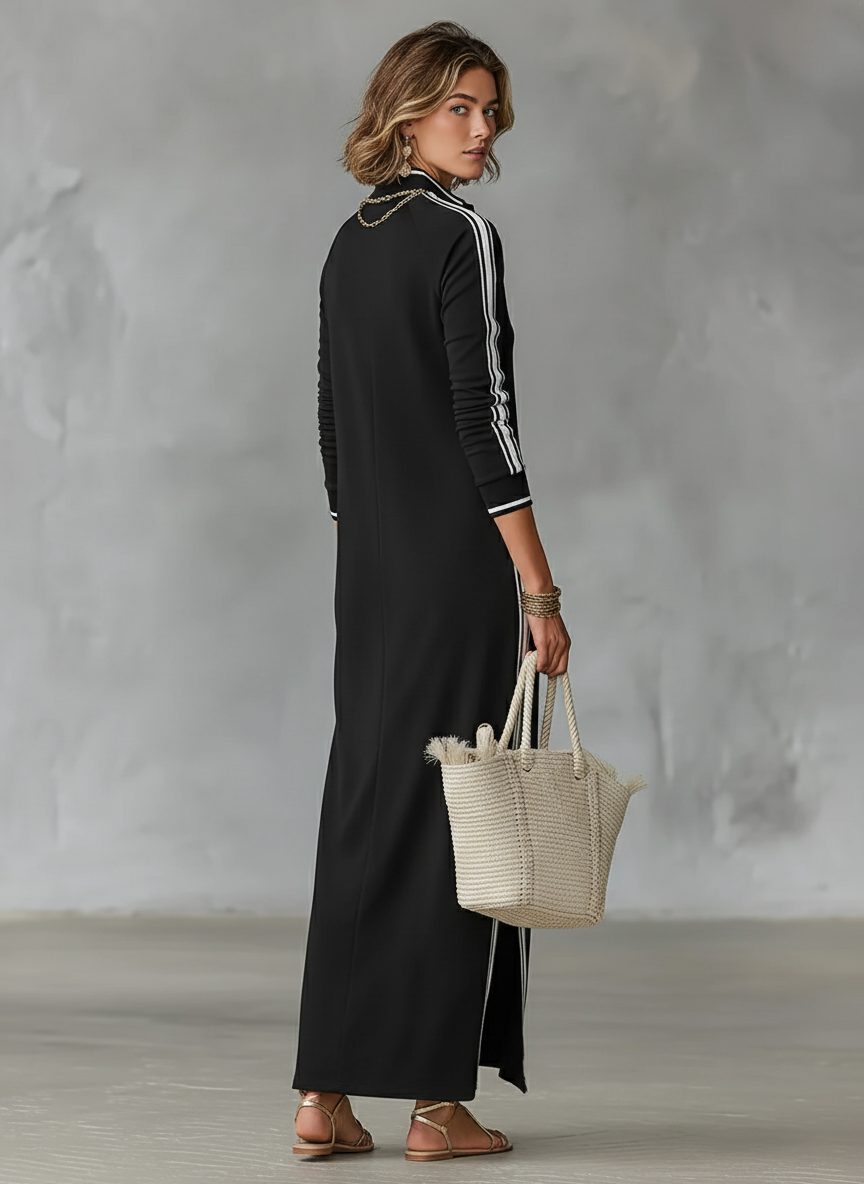 Maxi-sweaterjurk met overhemdkraag voor dames