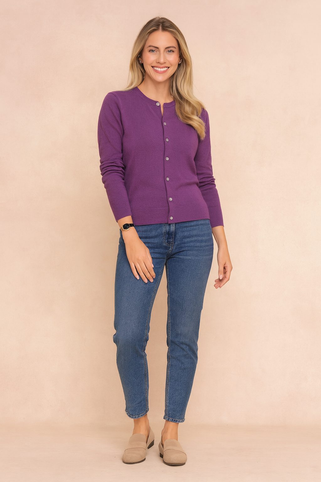 Vest met ronde hals en knoopsluiting voor dames