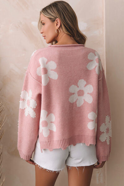 Comfortabel oversized Sweater Met Bloemen