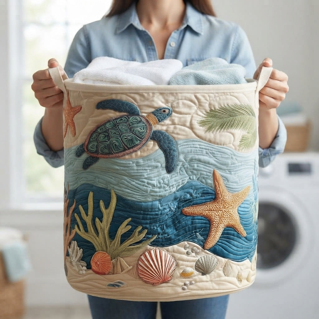 Gewatteerde wasmand met draaghandvatten van zeildoek, zelfstaande wasmand van katoen-polyester