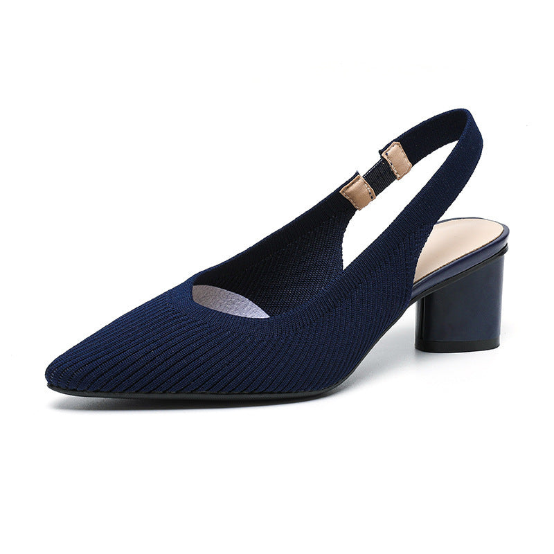 Slingback pumps voor dames met spitse neus en blokhak