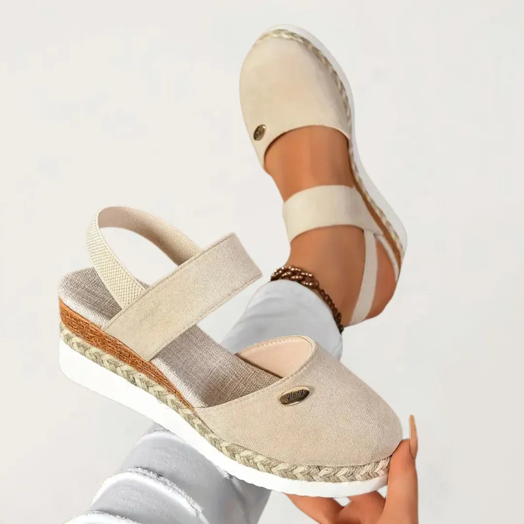 Cadie slingback-espadrillesandalen voor dames met plateauzool