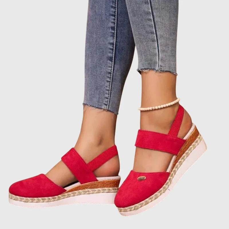 Cadie slingback-espadrillesandalen voor dames met plateauzool