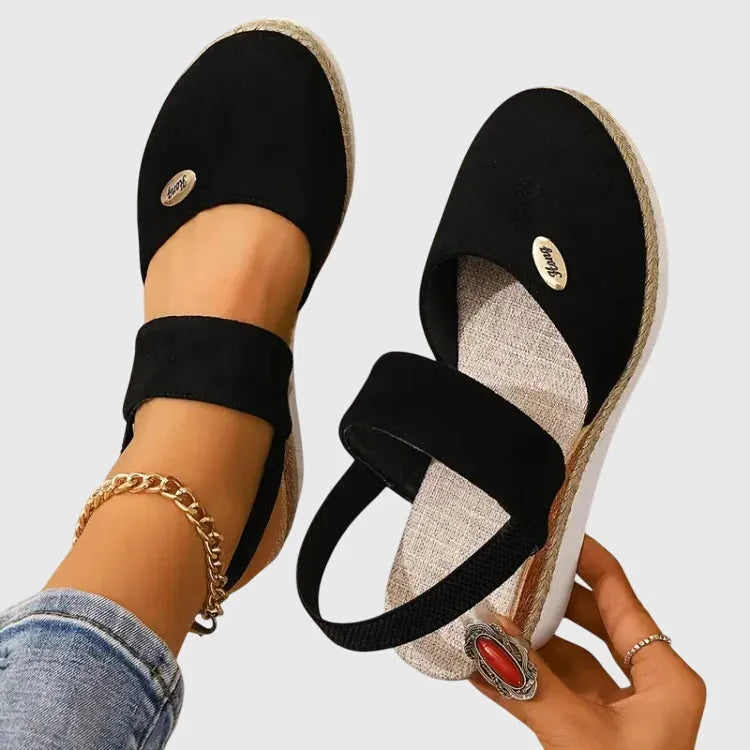 Cadie slingback-espadrillesandalen voor dames met plateauzool