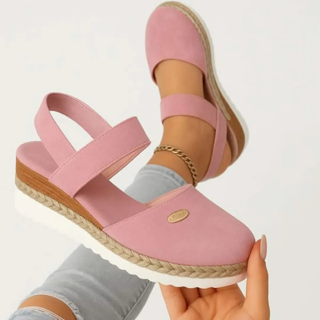Cadie slingback-espadrillesandalen voor dames met plateauzool