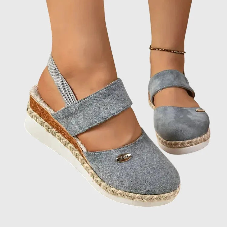 Cadie slingback-espadrillesandalen voor dames met plateauzool