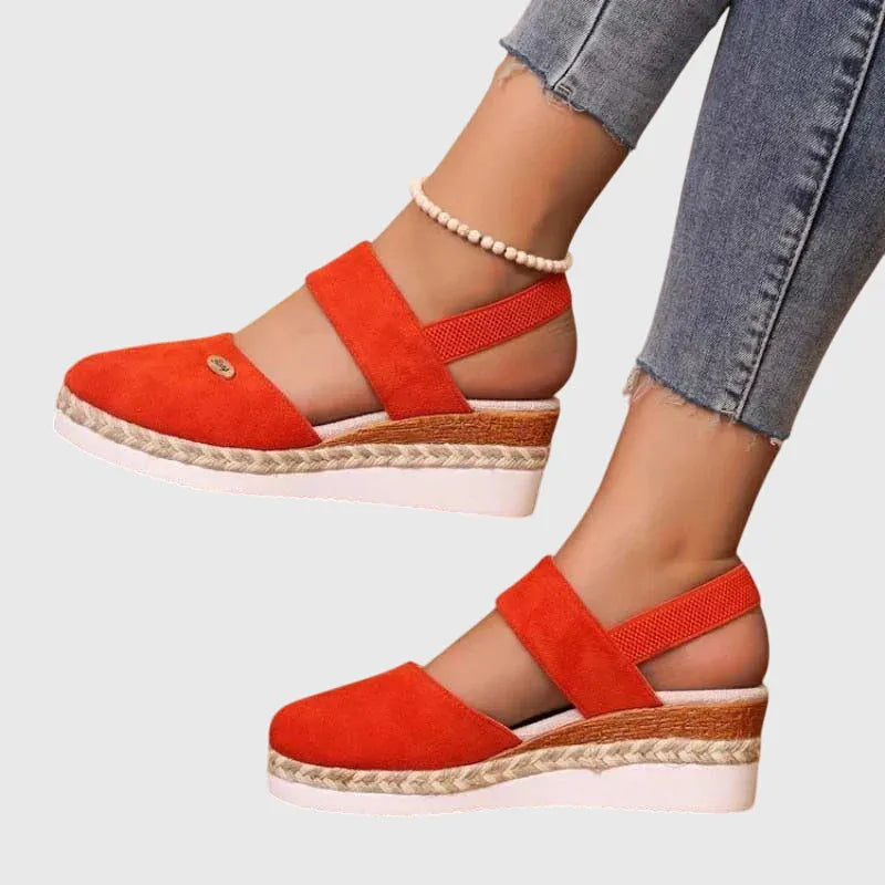 Cadie slingback-espadrillesandalen voor dames met plateauzool