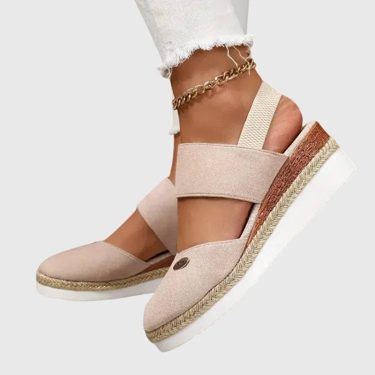 Cadie slingback-espadrillesandalen voor dames met plateauzool