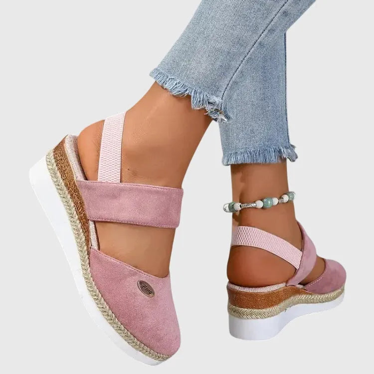 Cadie slingback-espadrillesandalen voor dames met plateauzool