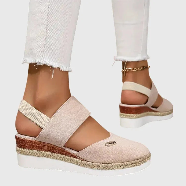 Cadie slingback-espadrillesandalen voor dames met plateauzool