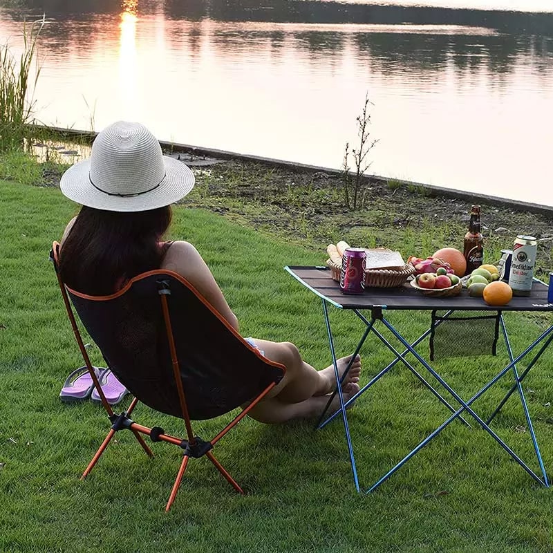 Campingstoel inklapbaar voor buiten met aluminium frame en ademend mesh, draagbare strandstoel