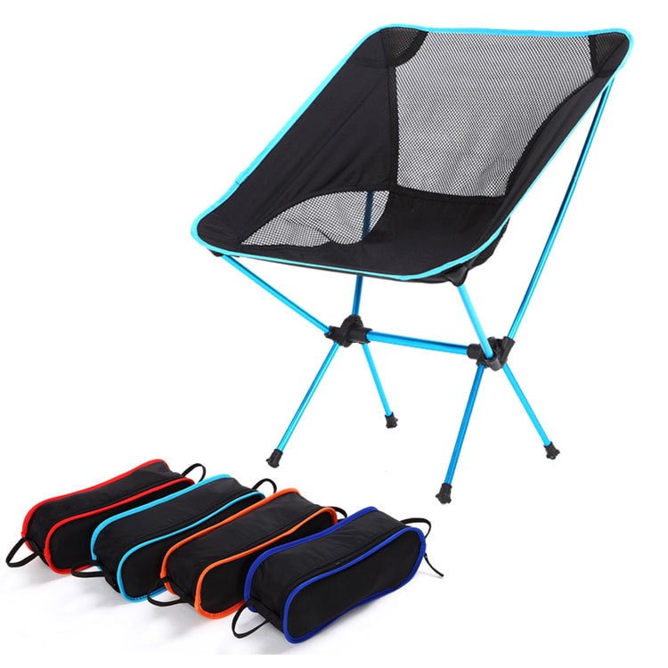 Campingstoel inklapbaar voor buiten met aluminium frame en ademend mesh, draagbare strandstoel