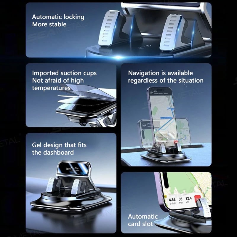 Telefoonhouder voor in de auto met 360 graden rotatie, zuignap voor op het dashboard, universeel passend