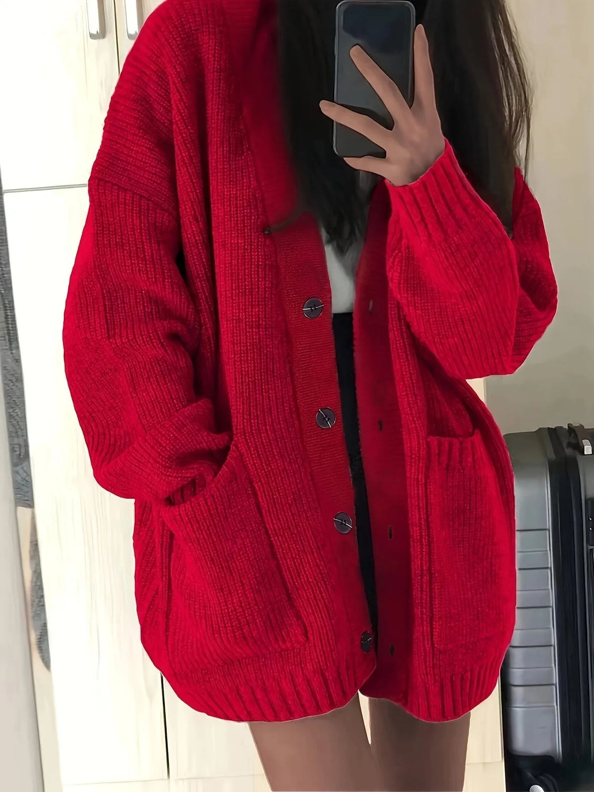 Carla grofgebreid oversized damesvest