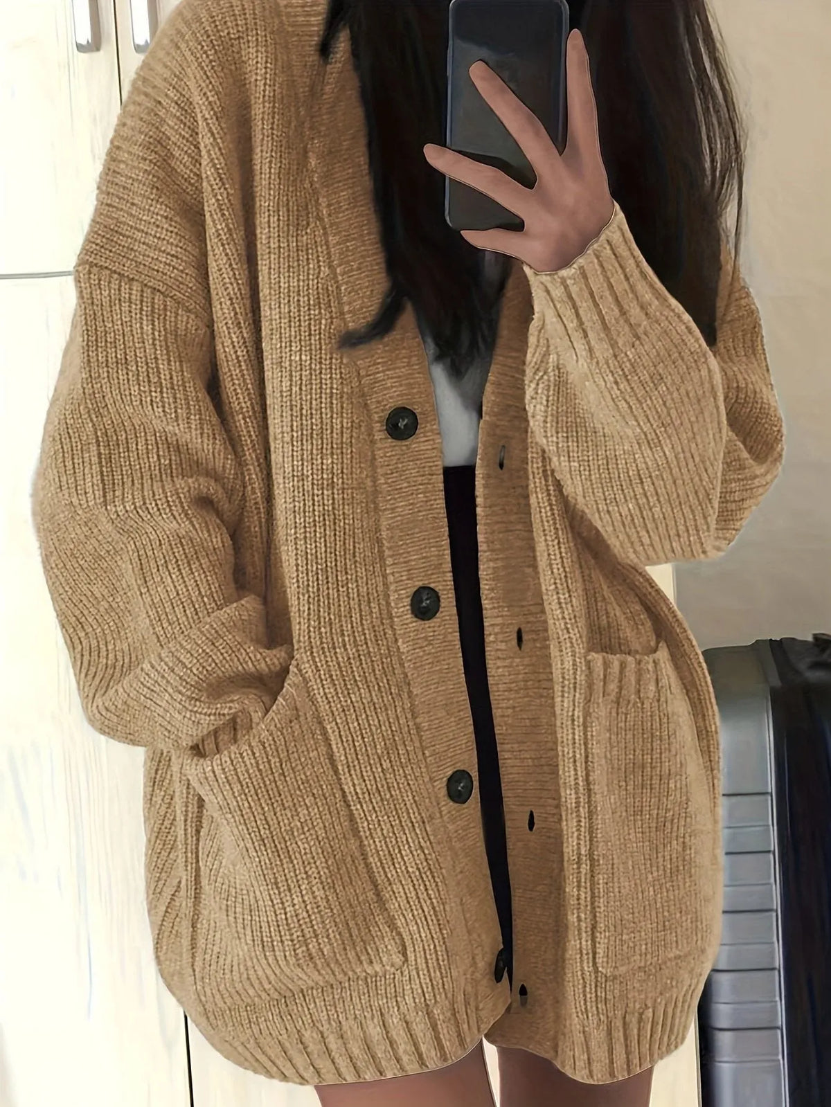 Carla grofgebreid oversized damesvest