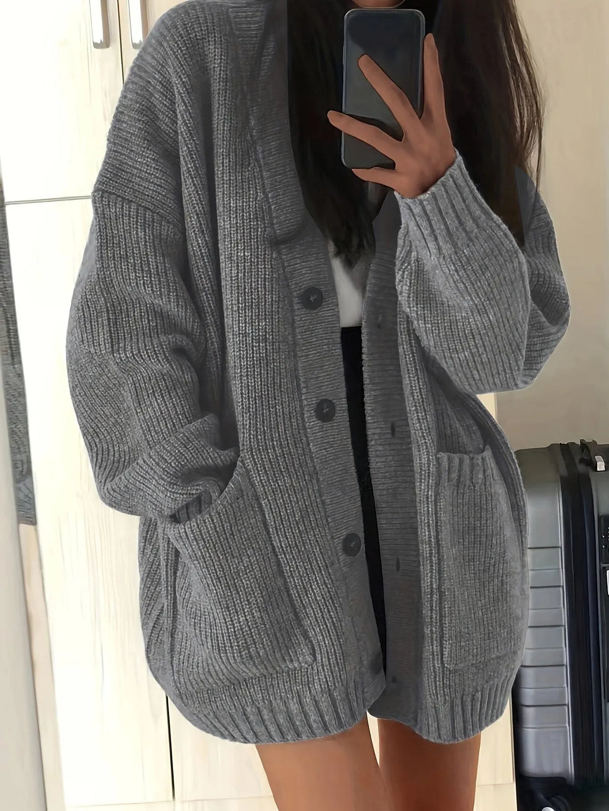 Carla grofgebreid oversized damesvest