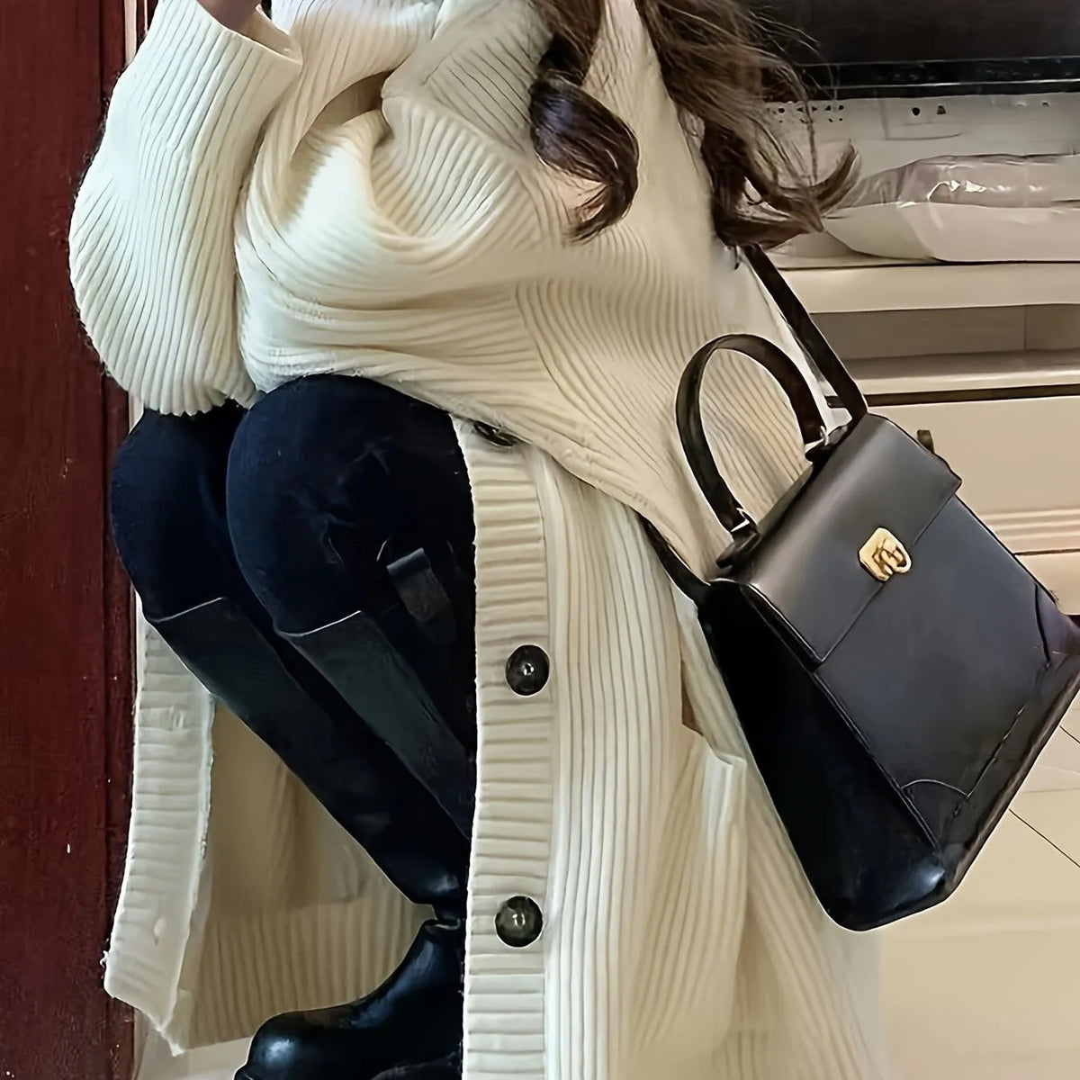Carla grofgebreid oversized damesvest