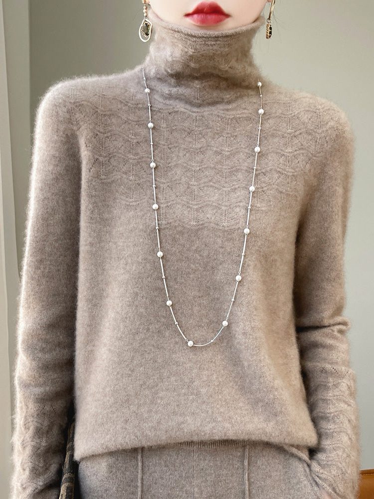 Cashmere coltrui met structuurbreisel voor dames