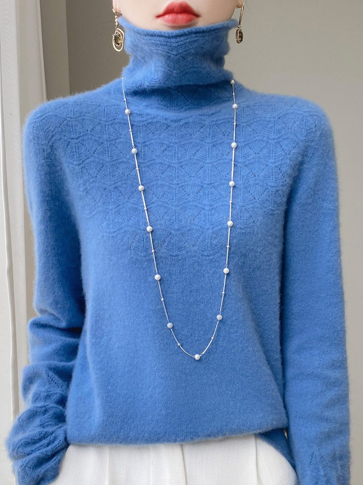Cashmere coltrui met structuurbreisel voor dames