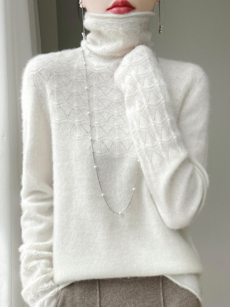 Cashmere coltrui met structuurbreisel voor dames