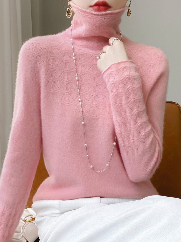 Cashmere coltrui met structuurbreisel voor dames