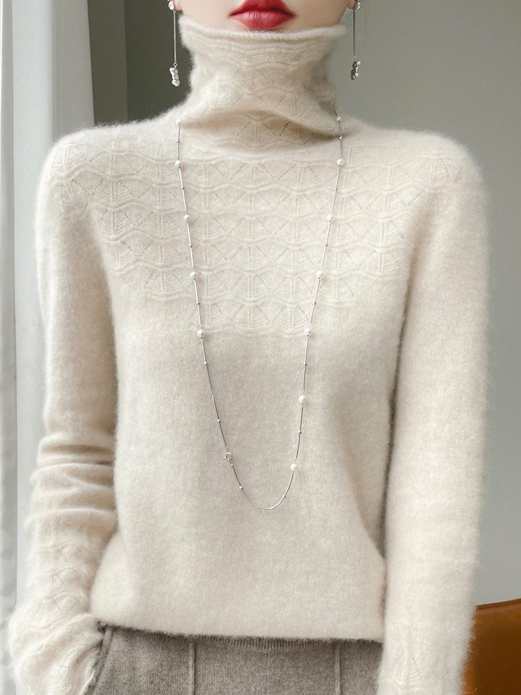 Cashmere coltrui met structuurbreisel voor dames