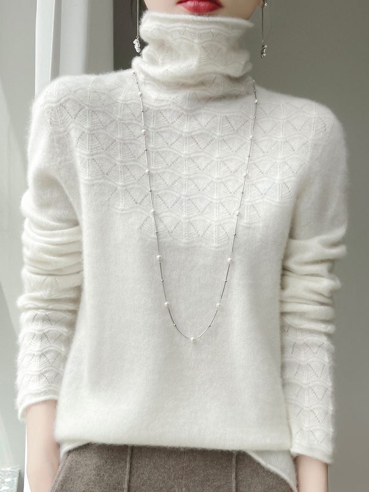 Cashmere coltrui met structuurbreisel voor dames