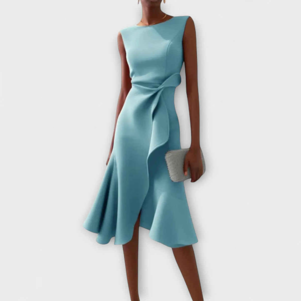 Cassandra mouwloze midijurk met striksluiting in de taille voor dames
