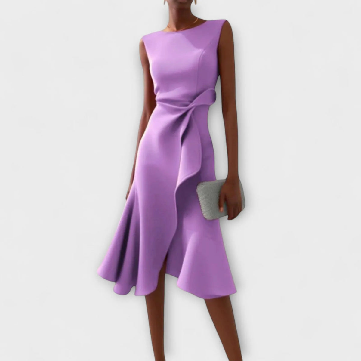 Cassandra mouwloze midijurk met striksluiting in de taille voor dames