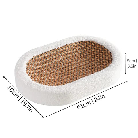 Krabmeubel-bed voor katten met verwarmde rand, zelfverwarmende sisalmat en ovaal ontwerp van sherpafleece