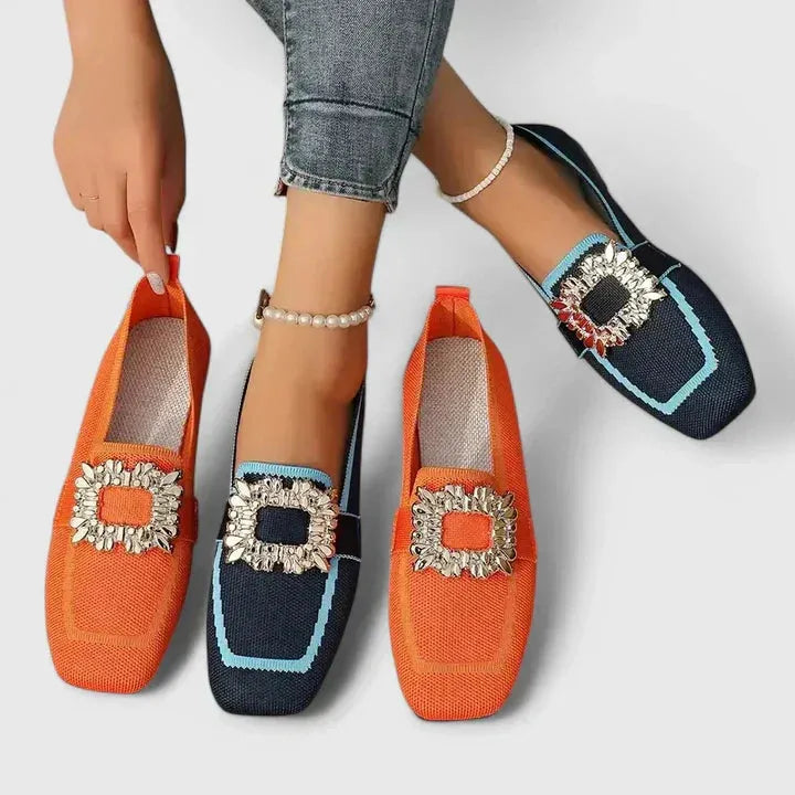 Caterina gebreide loafers met metalen ornament voor dames