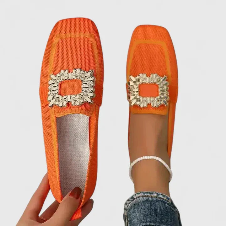 Caterina gebreide loafers met metalen ornament voor dames