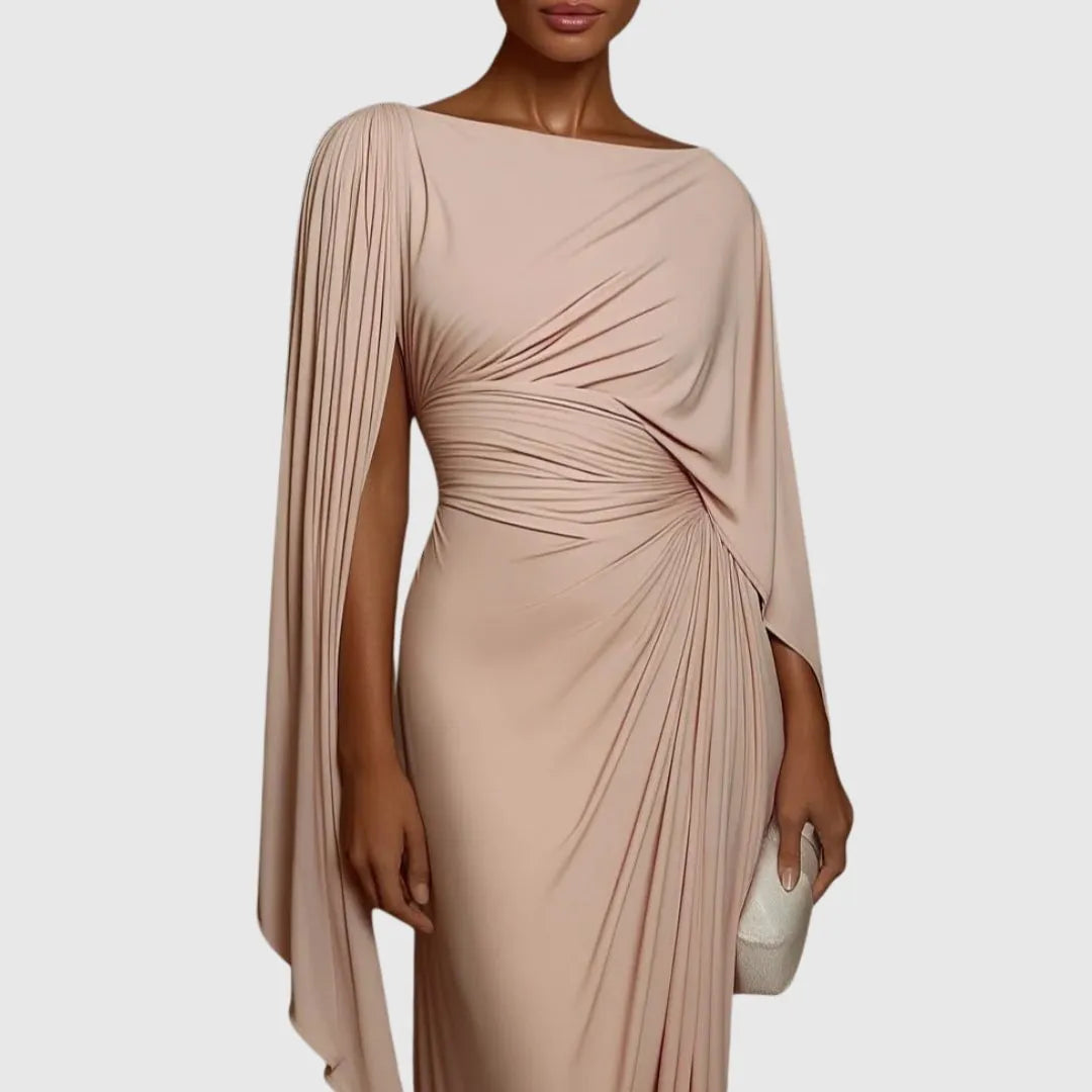 Chana geplooide one-shoulder maxijurk voor dames