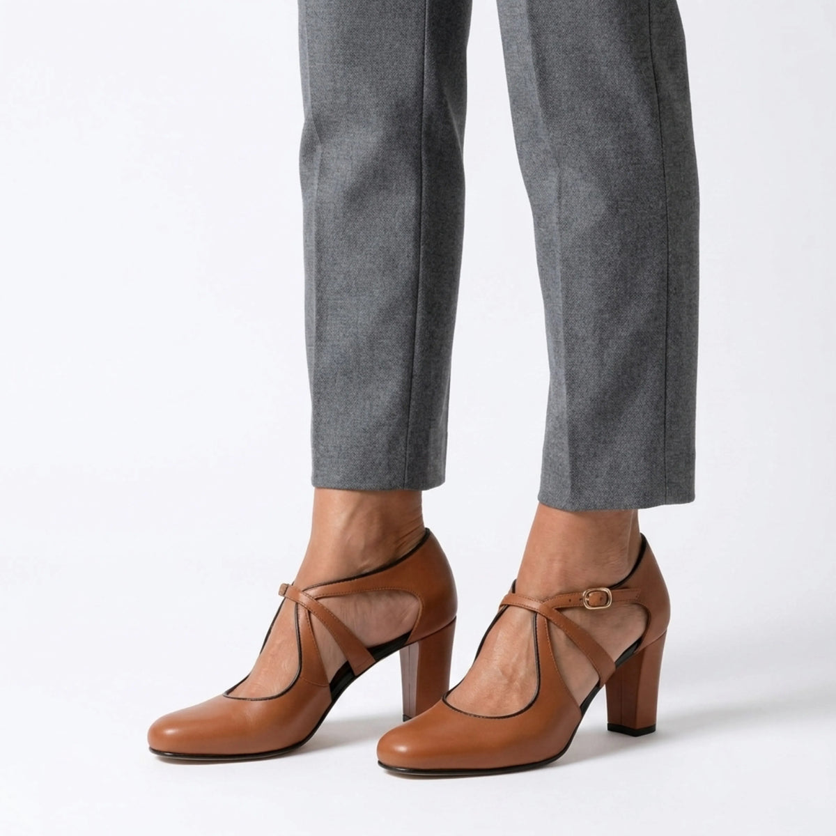 Charlotte Mary Jane-pumps met blokhak voor dames