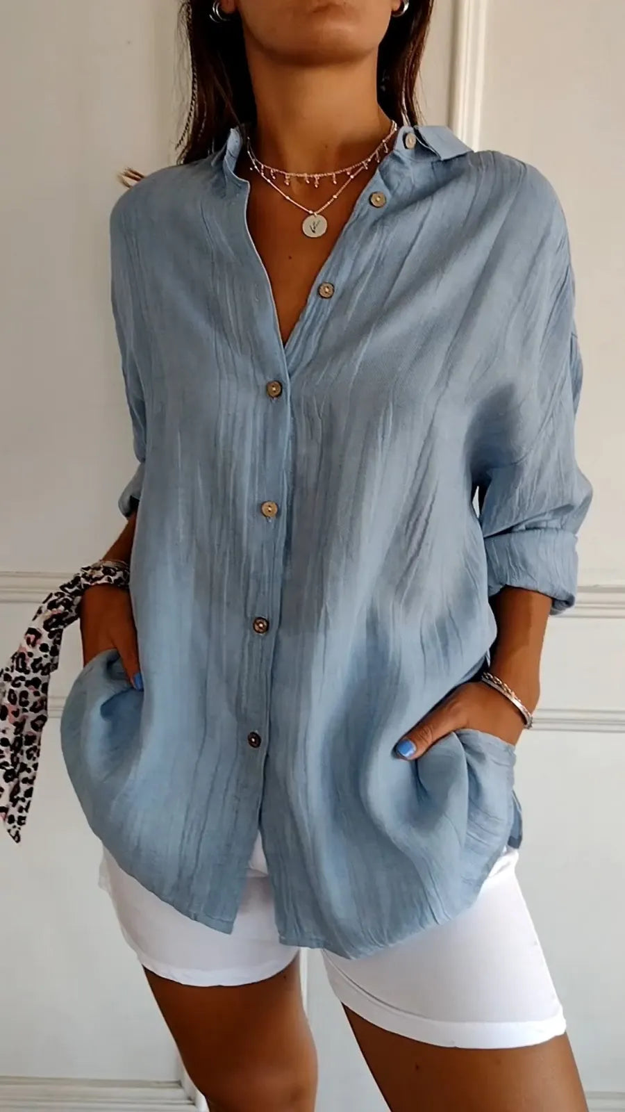 Chloe oversized linnen overhemd met knoopsluiting voor dames