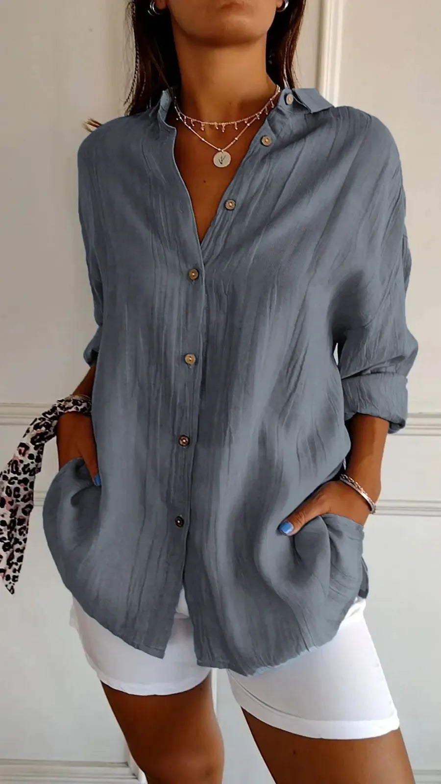 Chloe oversized linnen overhemd met knoopsluiting voor dames