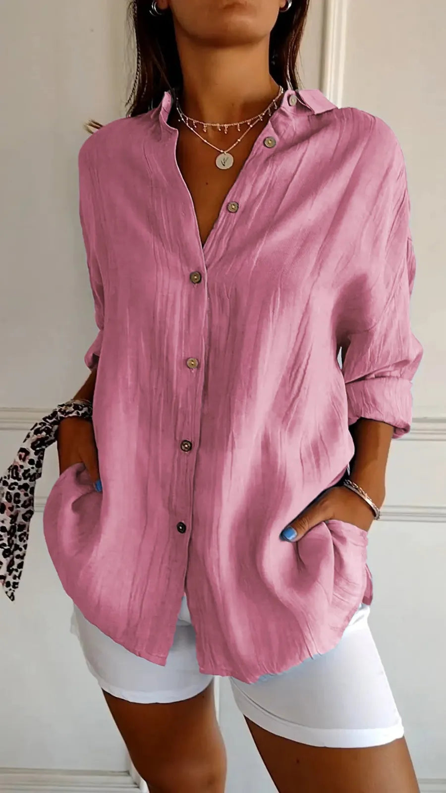 Chloe oversized linnen overhemd met knoopsluiting voor dames