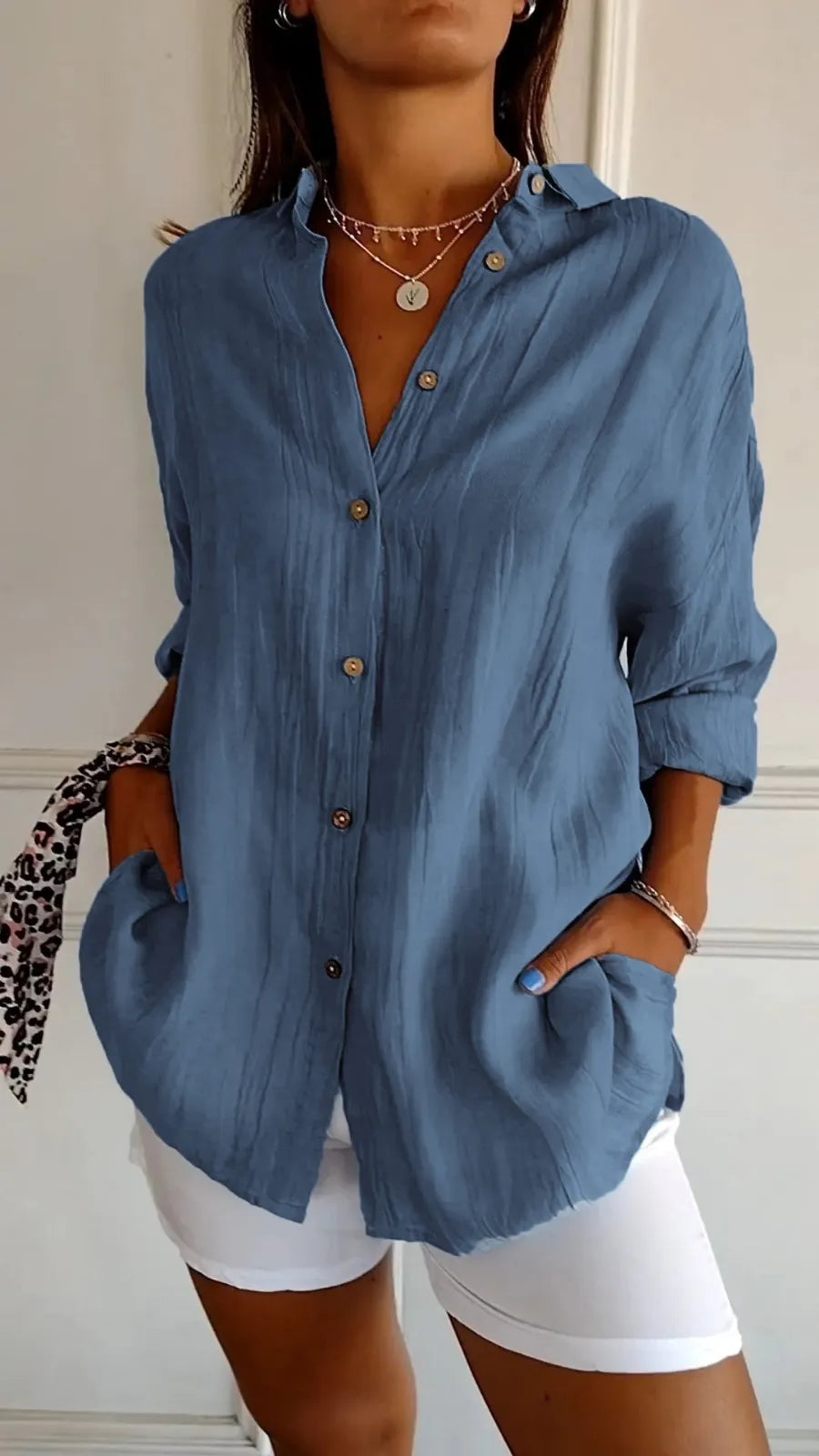 Chloe oversized linnen overhemd met knoopsluiting voor dames