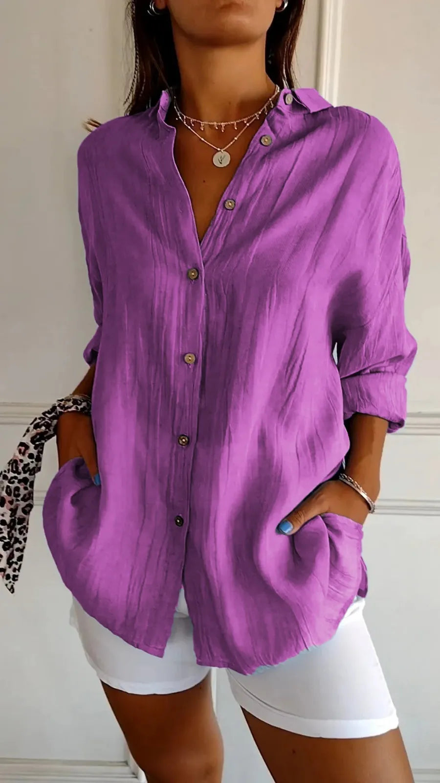 Chloe oversized linnen overhemd met knoopsluiting voor dames