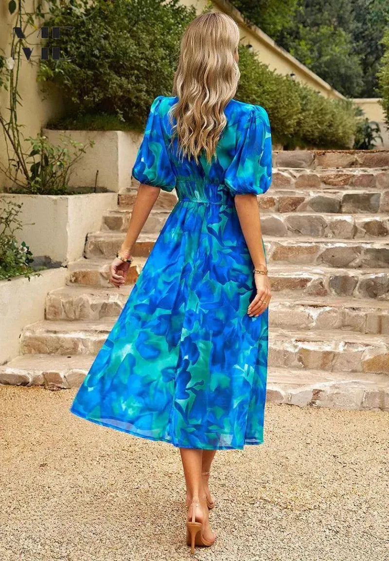 Chloe midijurk met V-hals en bloemenprint voor dames