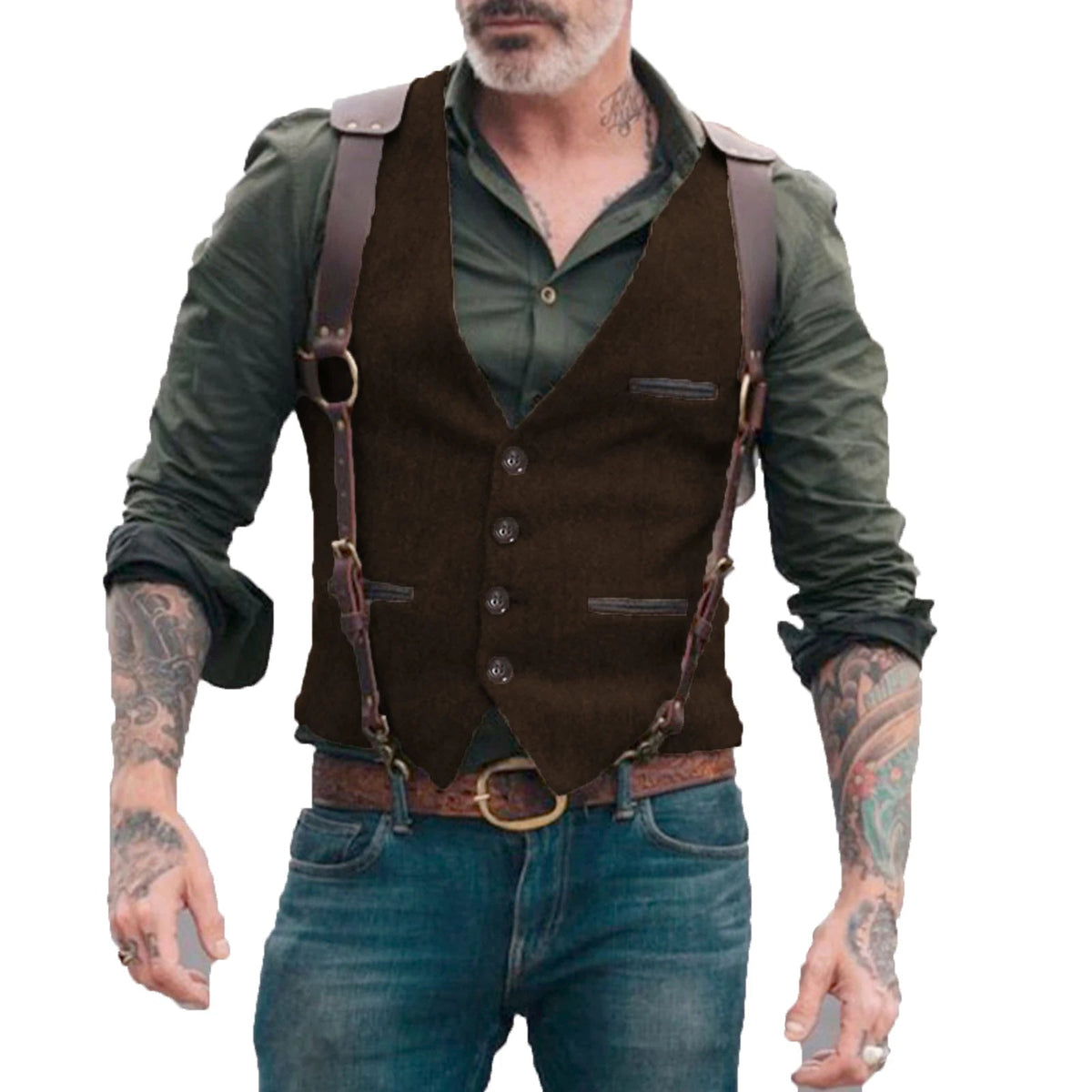 Heren Gilet in Herringbone Stijl