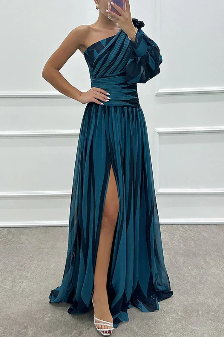 Cordelia gestreepte one-shoulder maxijurk voor dames