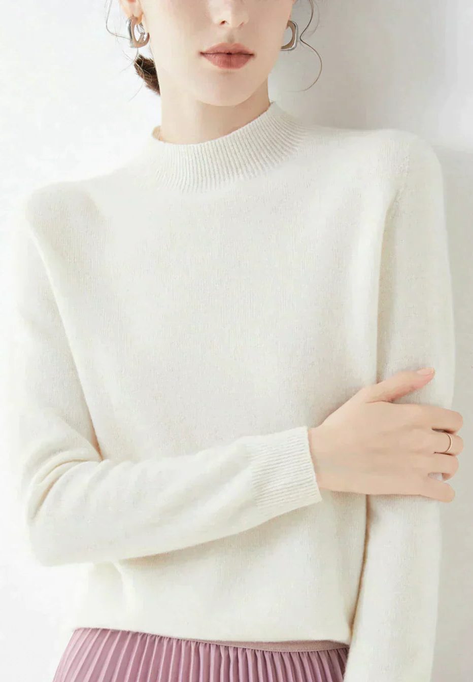 Cashmere trui met ronde hals voor dames