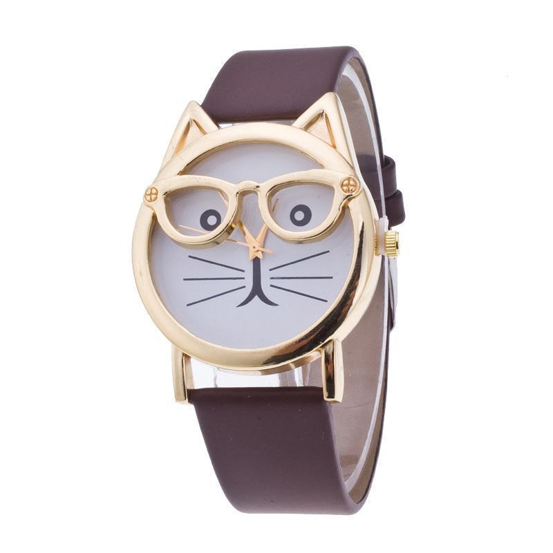 Horloge met wijzerplaat in kattenvorm